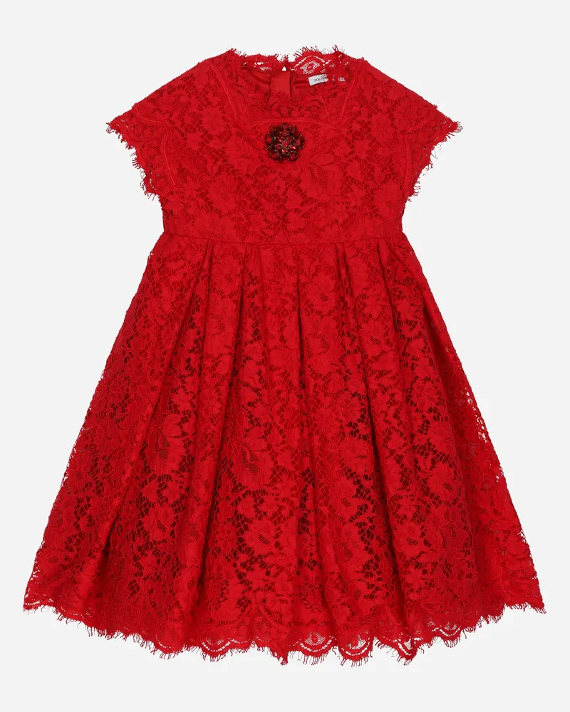 Dolce & Gabbana Kleid Aus Cordonetto-spitze Mit Schmuckstickerei - Frau Rot Rot