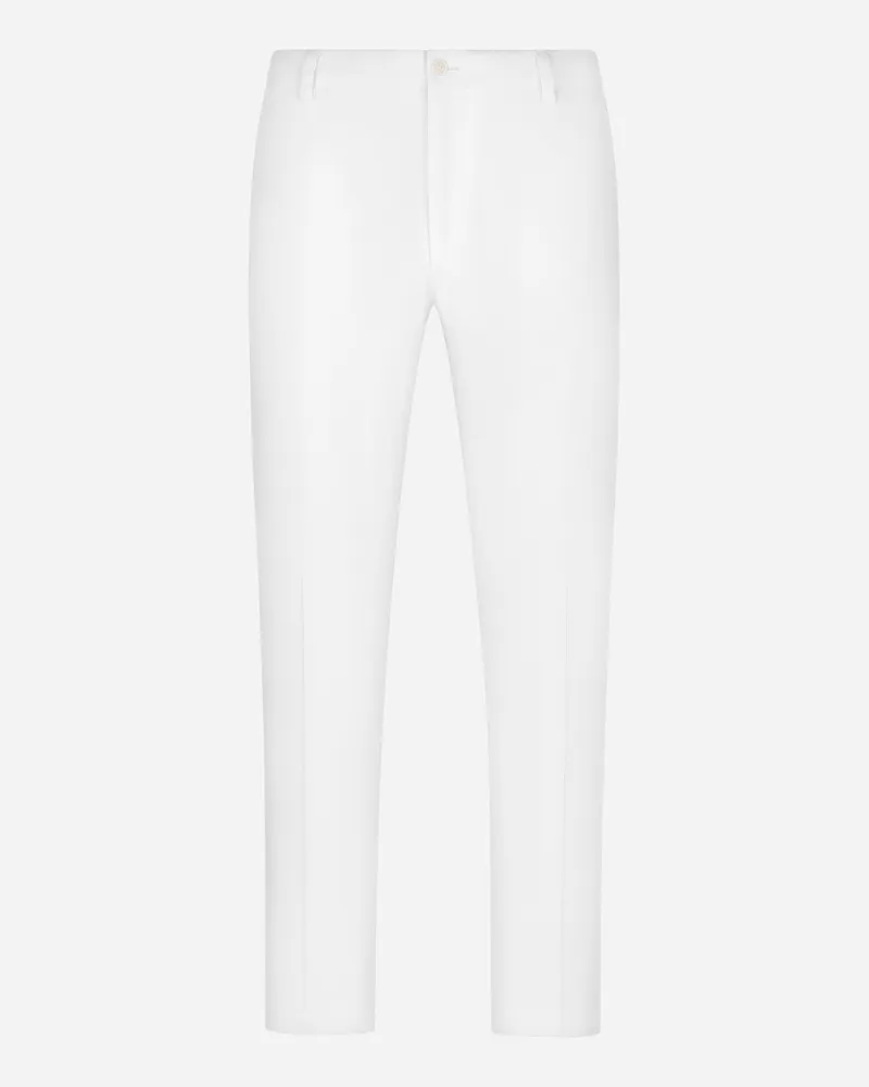 Dolce & Gabbana Hose Baumwollstretch Mit Dg-patch - Mann Hosen Und Shorts Wei� Baumwolle Weiss