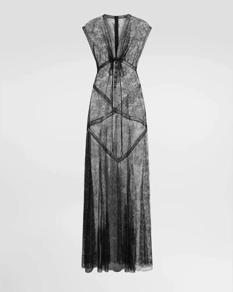 Dolce & Gabbana Kleid Aus Chantilly-spitze - Frau Collection Schwarz Schwarz
