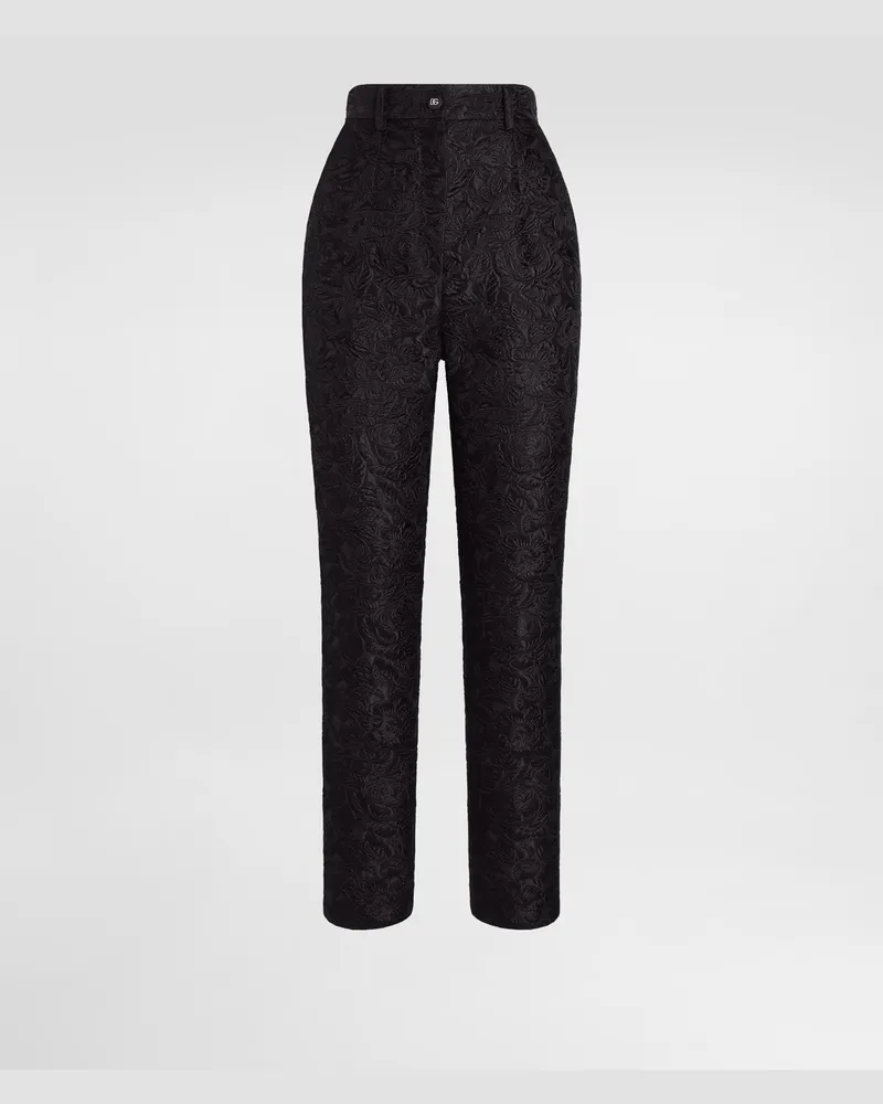 Dolce & Gabbana Sartoriale Hose Aus Floralem Matelassé-jacquard - Frau Hosen Und Shorts Schwarz Schwarz