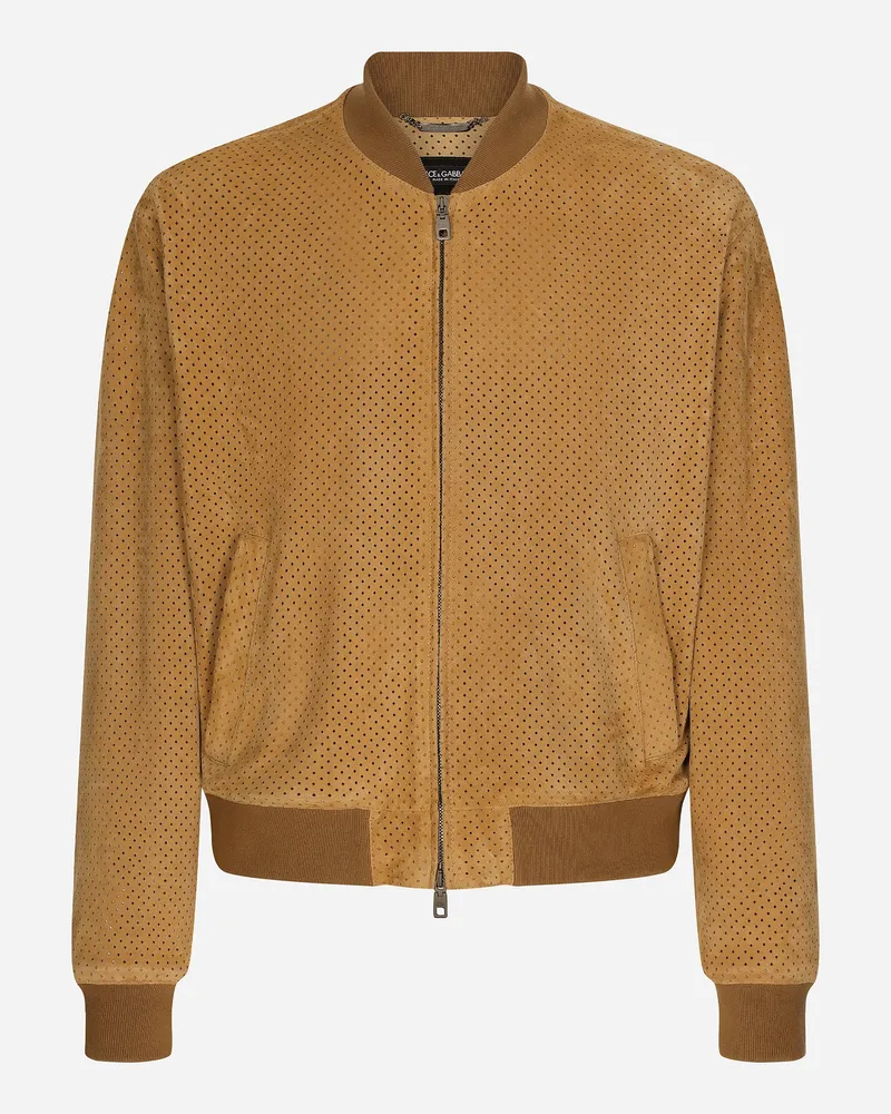 Dolce & Gabbana Jacke Aus Perforiertem Wildleder - Mann Mäntel Und Jacken Beige Beige
