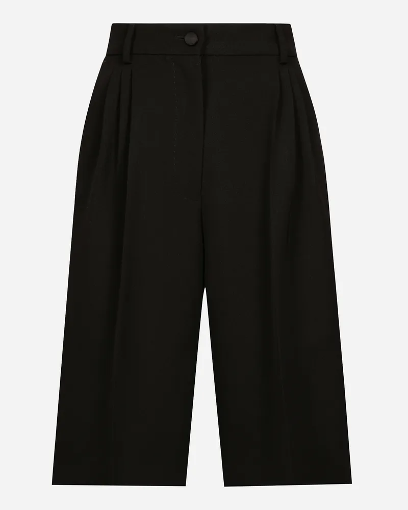 Dolce & Gabbana Bermudas Im Smokingstil Aus Wollgabardine - Frau Hosen Und Shorts Schwarz Wolle Schwarz