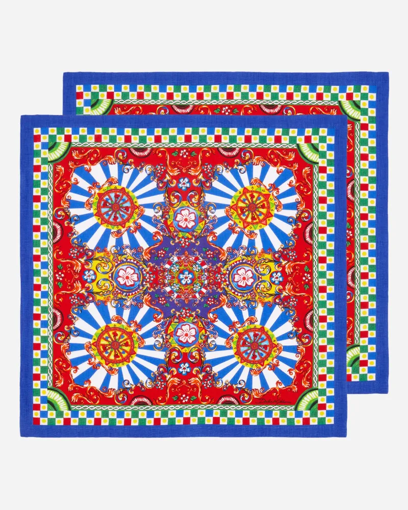 Dolce & Gabbana 2er-set Servietten Aus Leinen - Servietten Mehrfarbig Mehrfarbig
