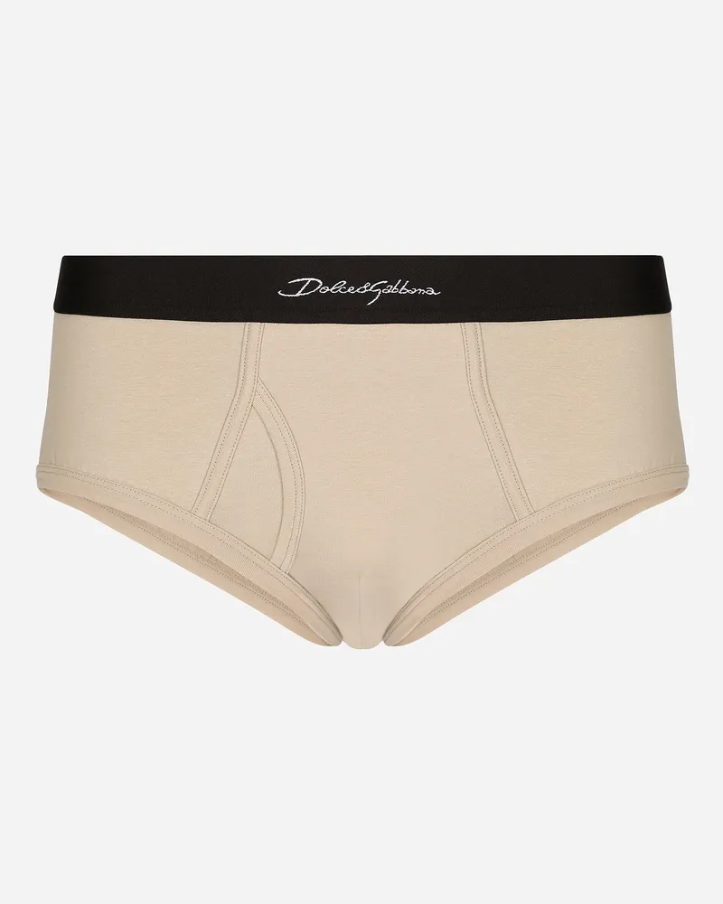 Dolce & Gabbana Slip Brando Aus Bi Elastischer Baumwolle Beige