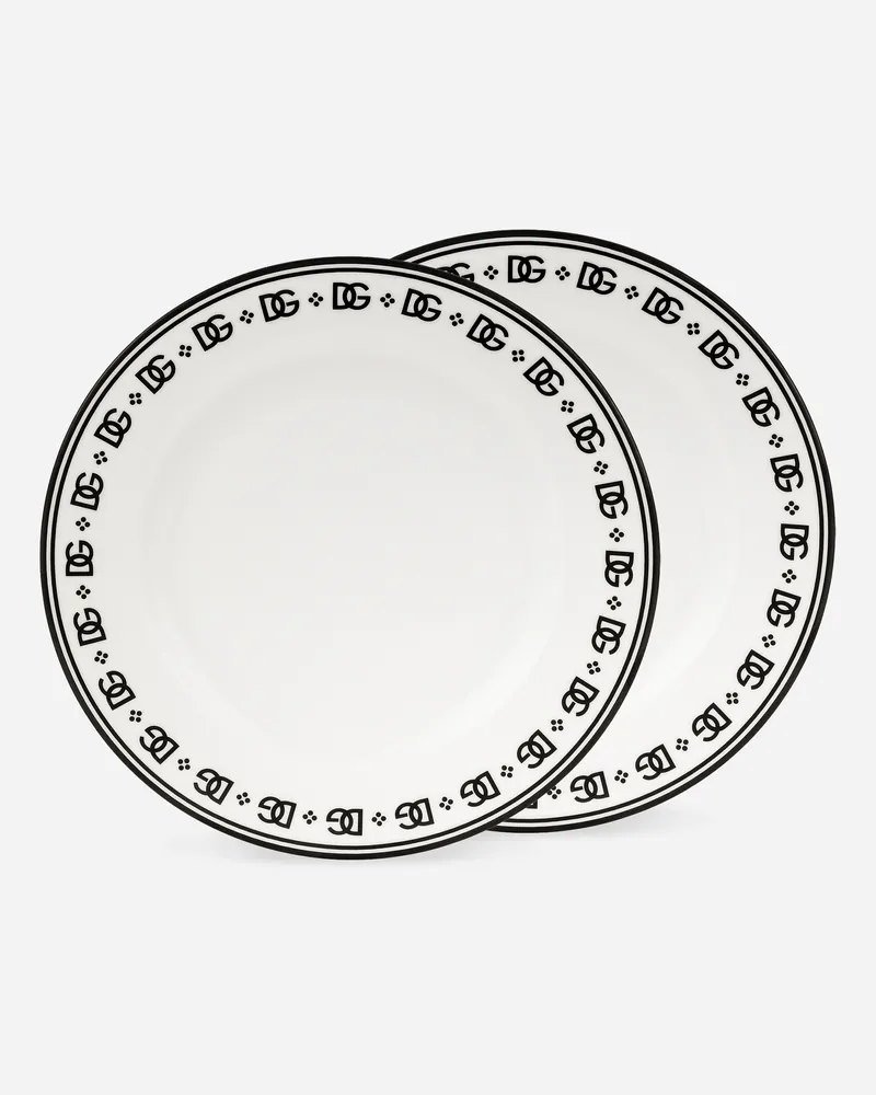 Dolce & Gabbana 2er-set Flache Teller Aus Porzellan - Flache Teller Mehrfarbig Mehrfarbig