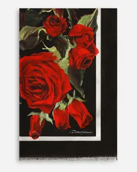 Dolce & Gabbana Schal aus Modal und Seide Rosenprint allover Mehrfarbig