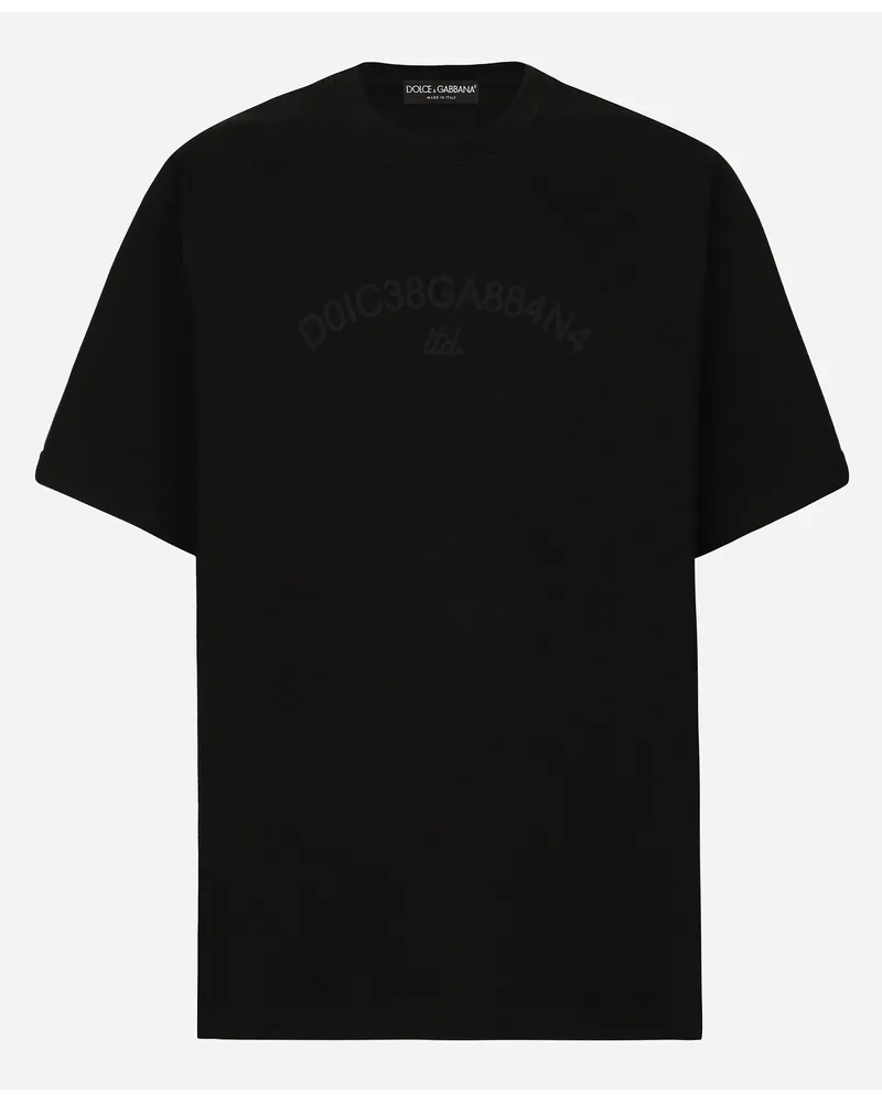 Dolce & Gabbana T-Shirt aus Baumwolle mit Dolce&Gabbana-Logo Black