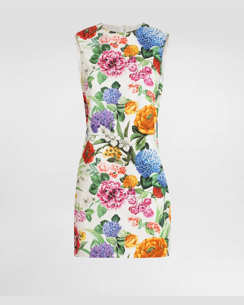 Dolce & Gabbana Midikleid Aus Brokat Blumenprint - Frau Kleider Drucken Drucken