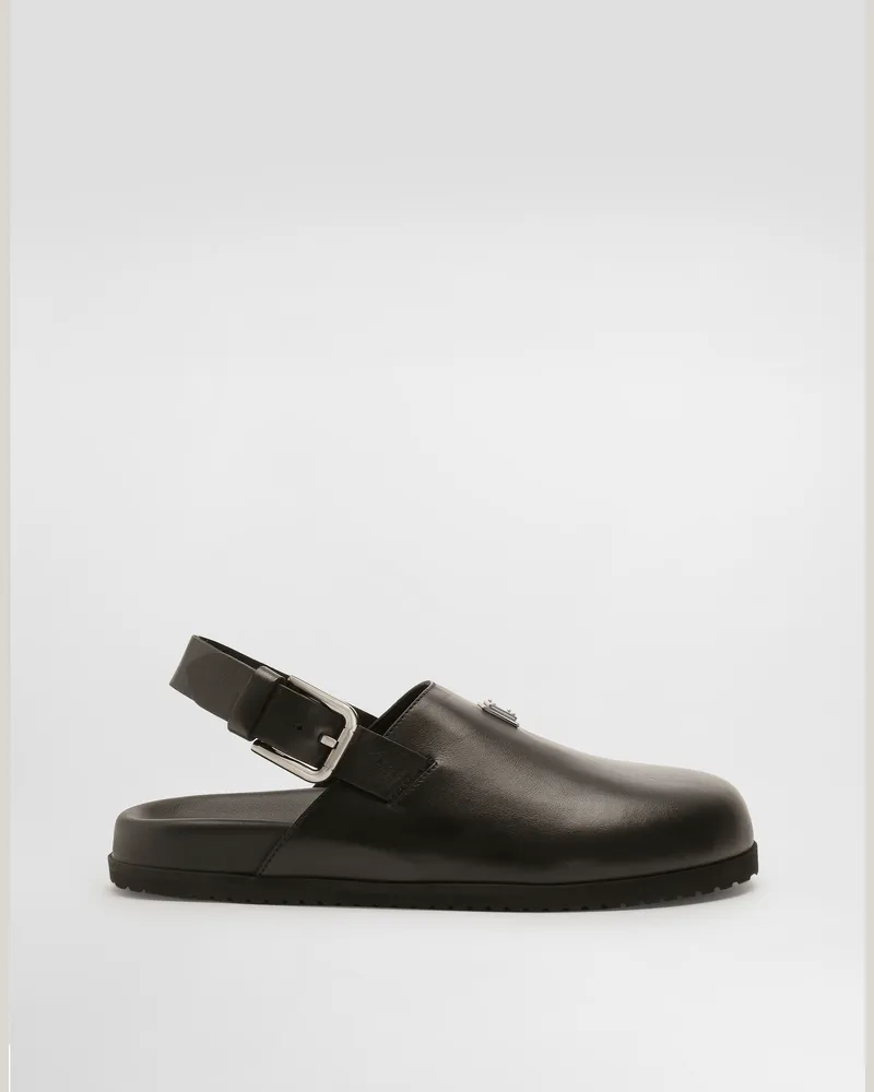 Dolce & Gabbana Sabot Aus Kalbsleder - Mann Sandalen Und Slides Schwarz Leder Schwarz