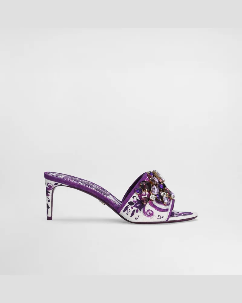 Dolce & Gabbana Brocade Mules With Jewel Embroidery - Frau Pantoletten Und Mules Multicolor Multicolor