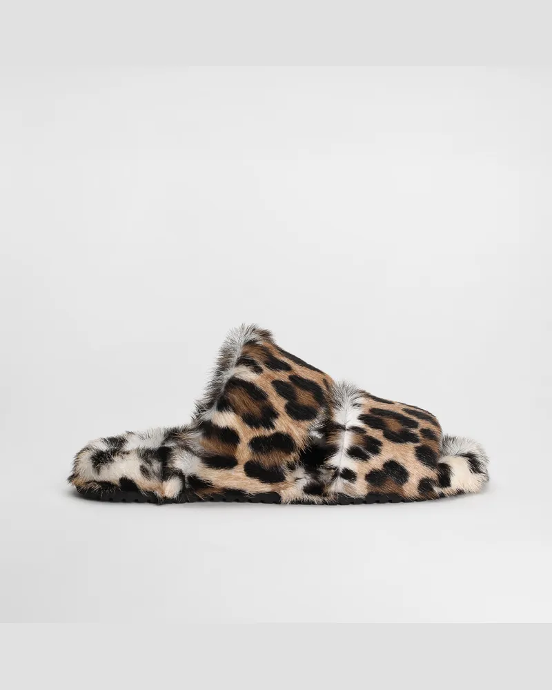 Dolce & Gabbana Leo Kid Leather Slides - Frau Pantoletten Und Mules Print Print