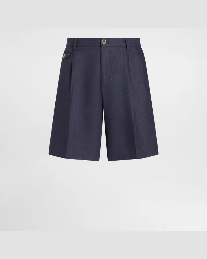 Dolce & Gabbana Bermudas Aus Leinen - Mann Hosen Und Shorts Blau Leinen Blau