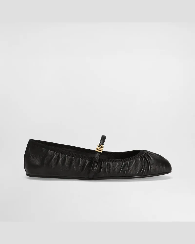 Dolce & Gabbana Ballerina Aus Nappaleder - Frau Flat Schwarz Schwarz
