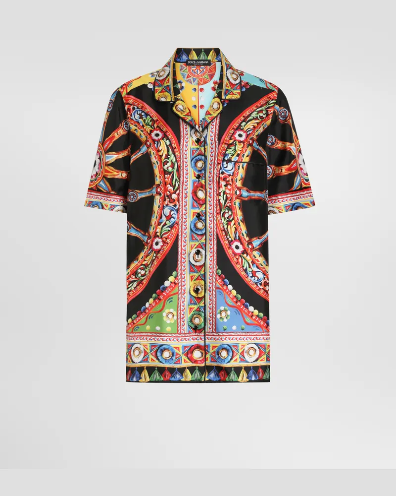 Dolce & Gabbana Hemd Vanity Aus Seidentwill Mit Carretto-print - Frau Blusen Und Tops Mehrfarbig Mehrfarbig