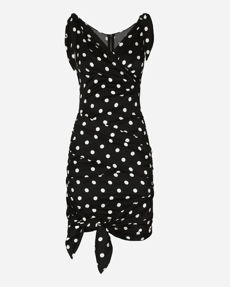 Dolce & Gabbana Midirock Mit Drapierungen Aus Charmeuse Punkteprint - Frau Kleider Drucken Drucken