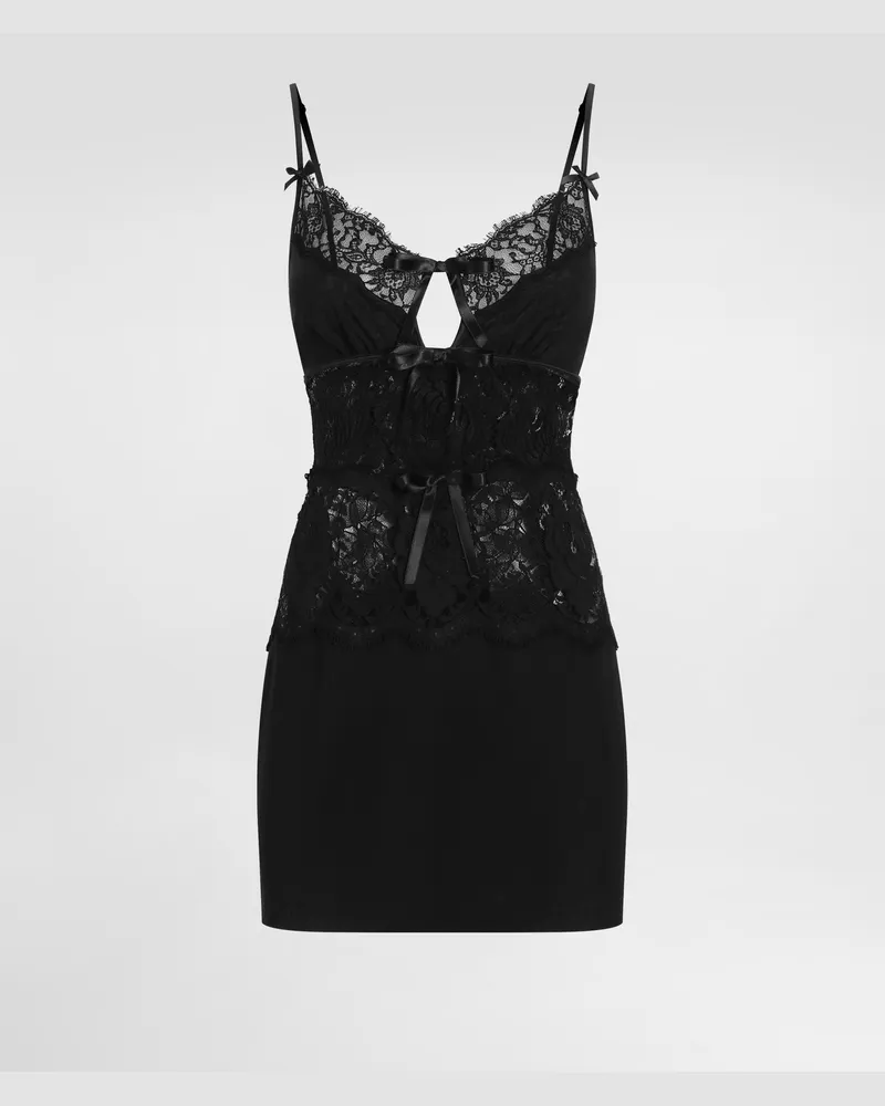 Dolce & Gabbana Silk Georgette Dress - Frau Kleider Schwarz Black