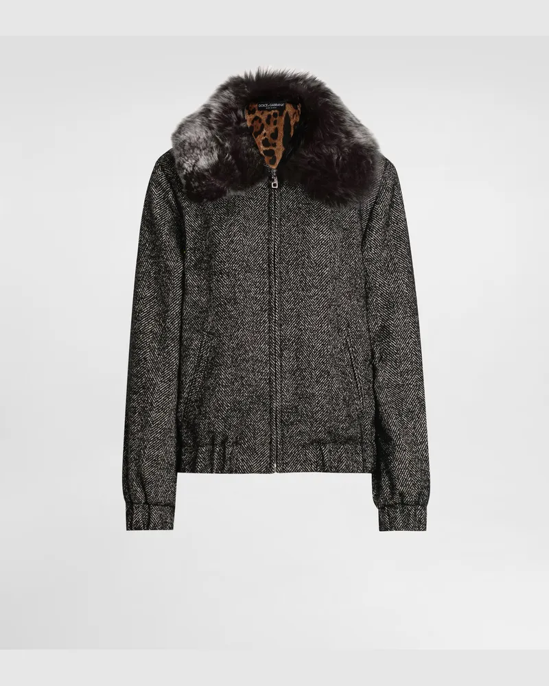 Dolce & Gabbana Jacke Aus Wolle Mit Fischgrätmuster - Frau Mäntel Und Jacken Mehrfarbig Mehrfarbig
