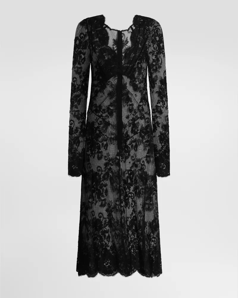 Dolce & Gabbana Kleid Aus Chantilly-spitze - Frau Collection Schwarz Schwarz
