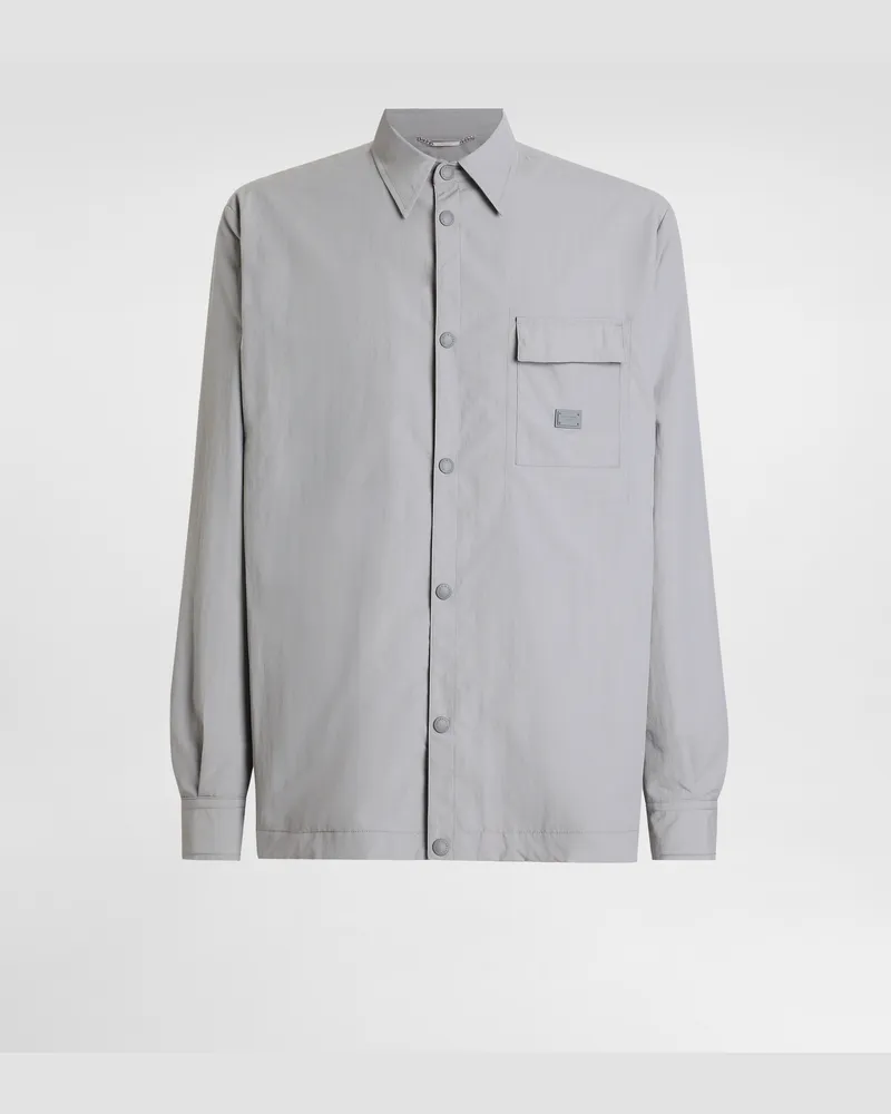 Dolce & Gabbana Jacke Aus Technischem Gewebe Mit Plakette - Mann Mäntel Und Jacken Grau Grau