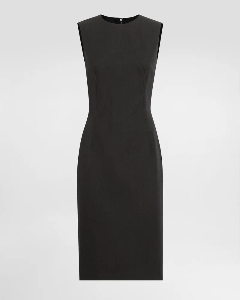Dolce & Gabbana Longuette-schlauchkleid Aus Wollstoff - Frau Kleider Grau Grau