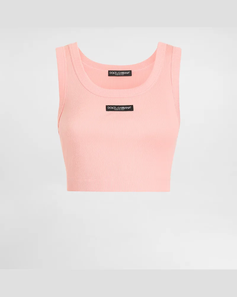 Dolce & Gabbana Cropped-tanktop Aus Baumwolle Mit Logo - Frau Collection Rosa Rosa