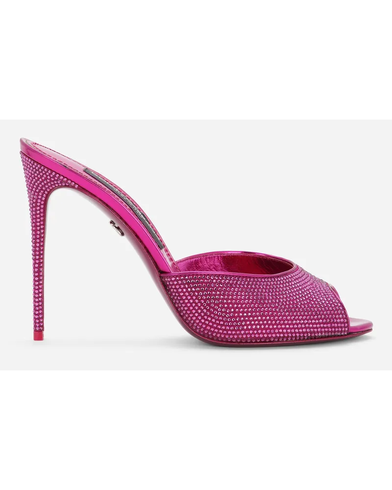 Dolce & Gabbana Mule aus Satin und Thermostrass Fuchsia