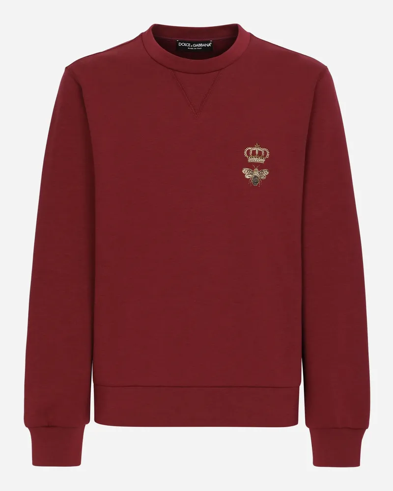 Dolce & Gabbana Sweatshirt Aus Baumwolljersey Mit Stickerei - Mann Sweatshirts Bordeaux Baumwolle Burgunderrot