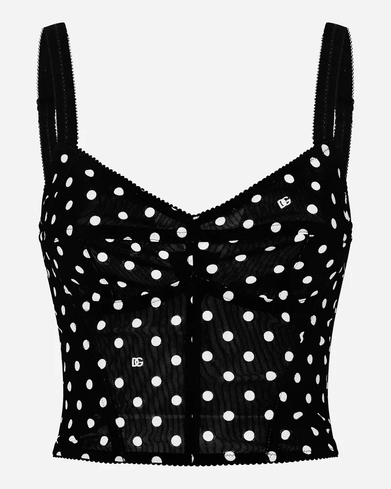 Dolce & Gabbana Bustier-top Aus Marquisette Punkteprint - Frau Blusen Und Tops Drucken Drucken