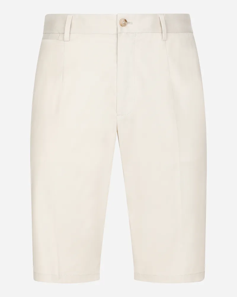 Dolce & Gabbana Bermudas Aus Baumwollstretch Mit Dg-patch - Mann Hosen Und Shorts Beige Baumwolle Beige