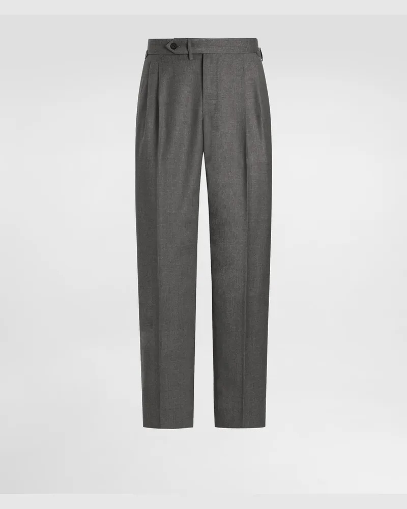 Dolce & Gabbana Wool Canvas Trousers - Mann Hosen Und Shorts Grau Grey