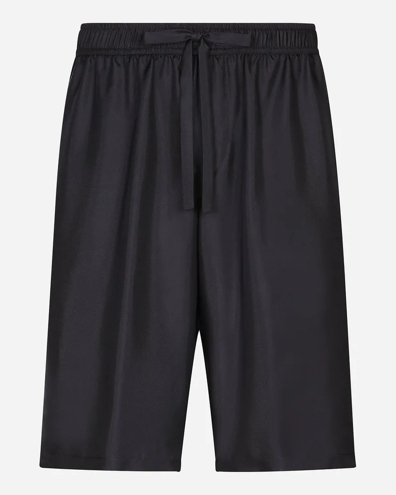 Dolce & Gabbana Jogging-bermudas Aus Seide Und Stickerei - Mann Hosen Und Shorts Blau Blau