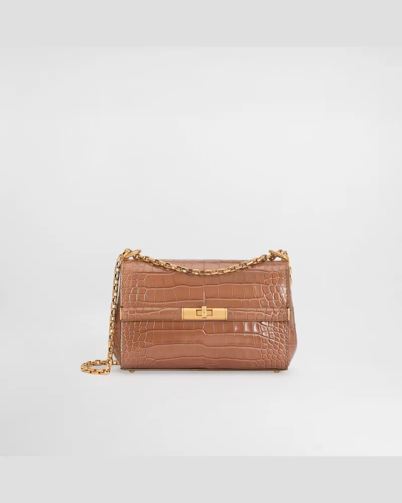 Dolce & Gabbana Marlene City Mini Shoulder Bag In Polished Alligator - Frau Collection Taubengrau Taubengrau