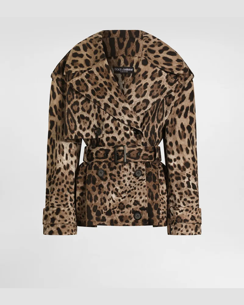 Dolce & Gabbana Jacke Aus Baumwoll-drill Mit Leo-print - Frau Mäntel Und Jacken Animalprint Drucken