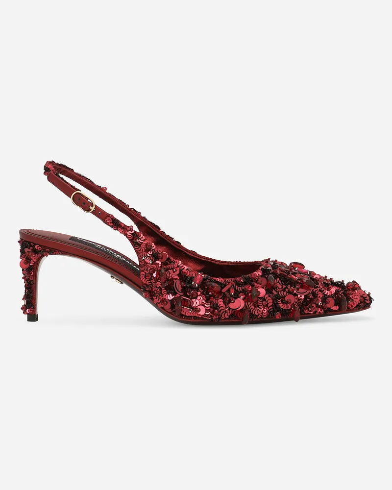 Dolce & Gabbana Slingback Aus Tüll Mit Paillettenstickerei - Frau Pumps Und Slingbacks Burgunderrot Burgunderrot