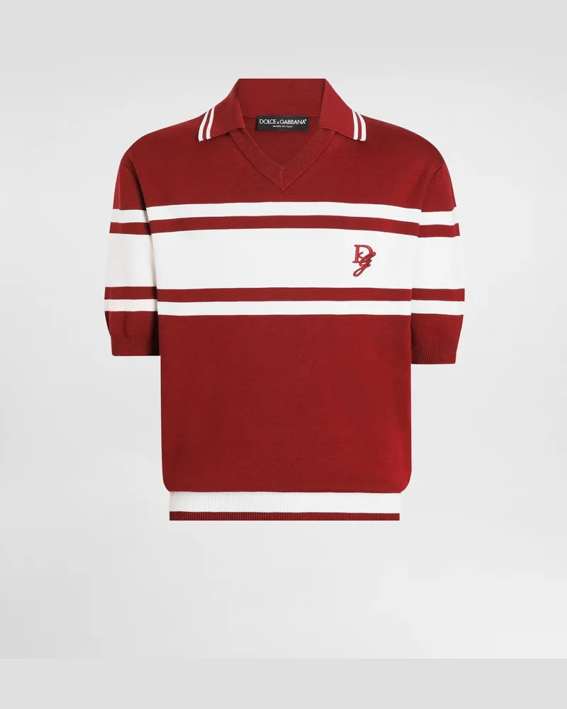 Dolce & Gabbana Poloshirt Aus Seide Und Baumwolle Mit Logostickerei - Mann Strickwaren Mehrfarbig Mehrfarbig