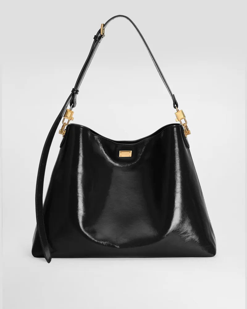 Dolce & Gabbana Large Vittoria Calfskin Shoulder Bag - Frau Collection Schwarz Black