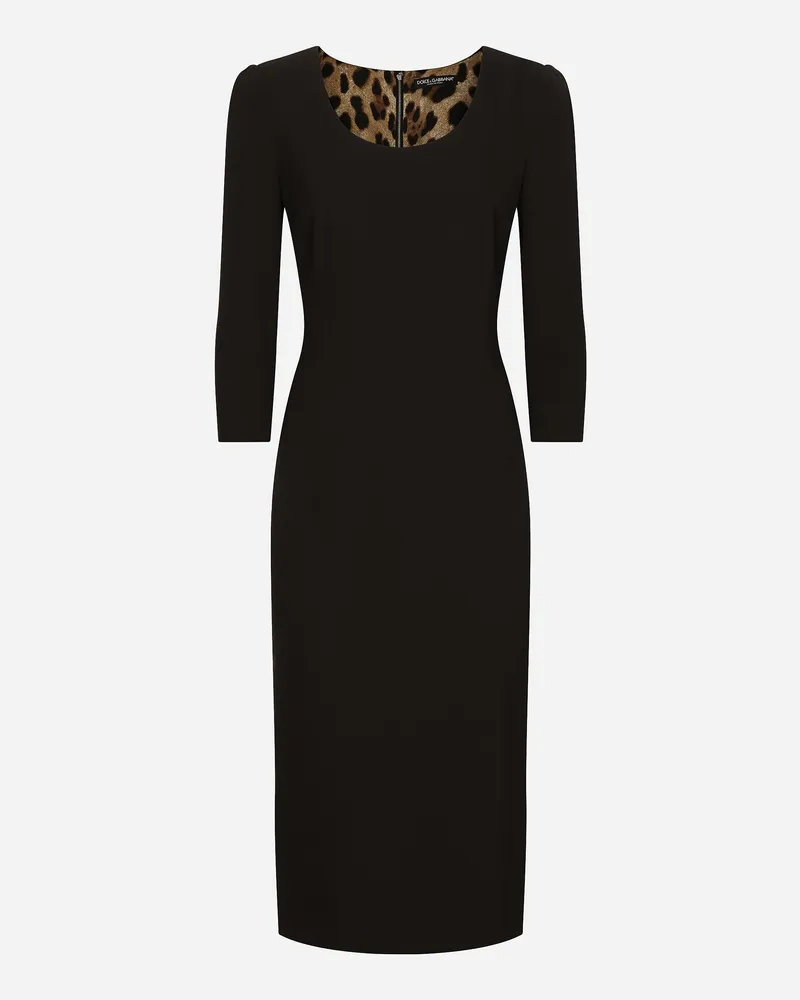 Dolce & Gabbana Woolen Calf-length Dress - Frau Kleider Schwarz Wolle Schwarz