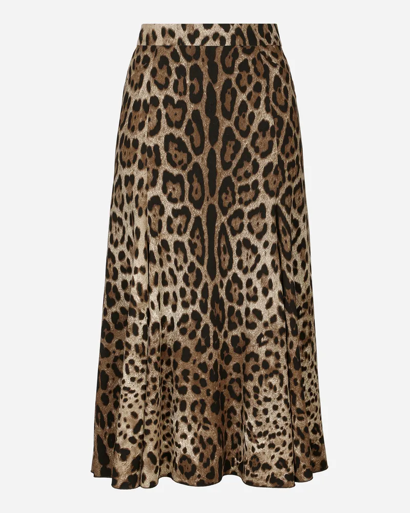 Dolce & Gabbana Tellerrock Aus Cady Leoprint - Frau Röcke Animalprint Viskose Animal-print