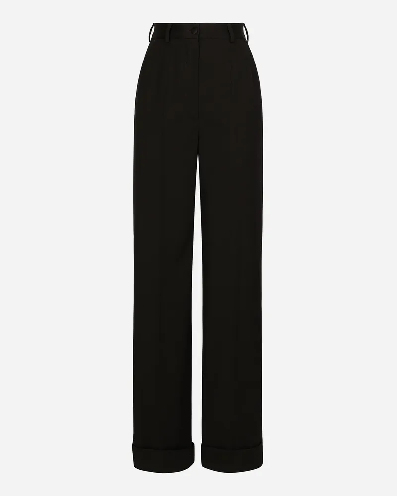 Dolce & Gabbana Ausgestellte Hose Aus Wollgabardine - Frau Hosen Und Shorts Schwarz Black