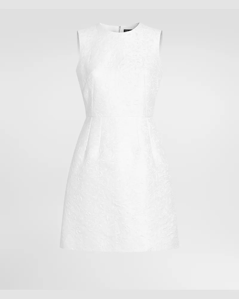 Dolce & Gabbana Kurzes Kleid Aus Brokat - Frau Kleider Wei Weiss