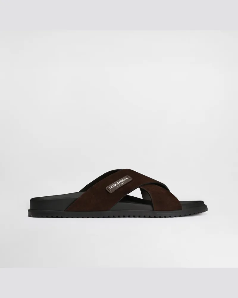 Dolce & Gabbana Sandale Aus Spaltleder - Mann Sandalen Und Slides Mehrfarbig Mehrfarbig