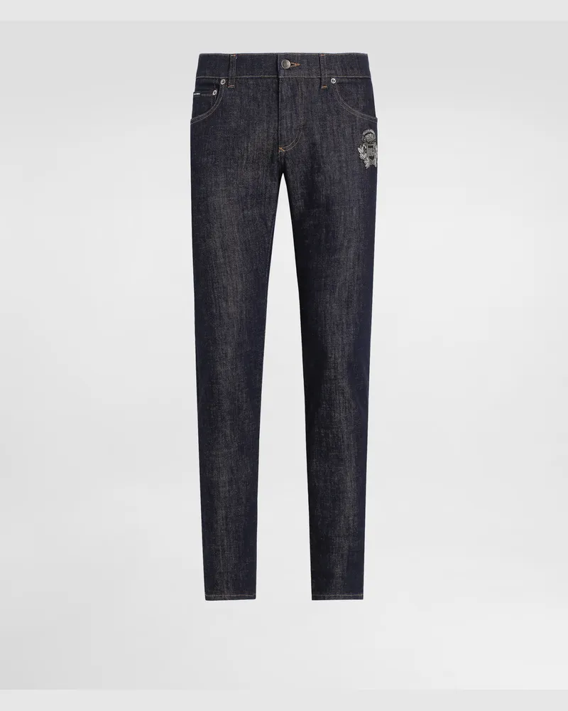 Dolce & Gabbana Jeans Skinny Aus Baumwollstretch Mit Patch - Mann Jeans Mehrfarbig Mehrfarbig