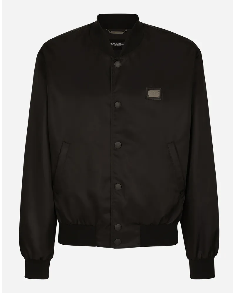 Dolce & Gabbana Nylonjacke mit Logoplakette Schwarz