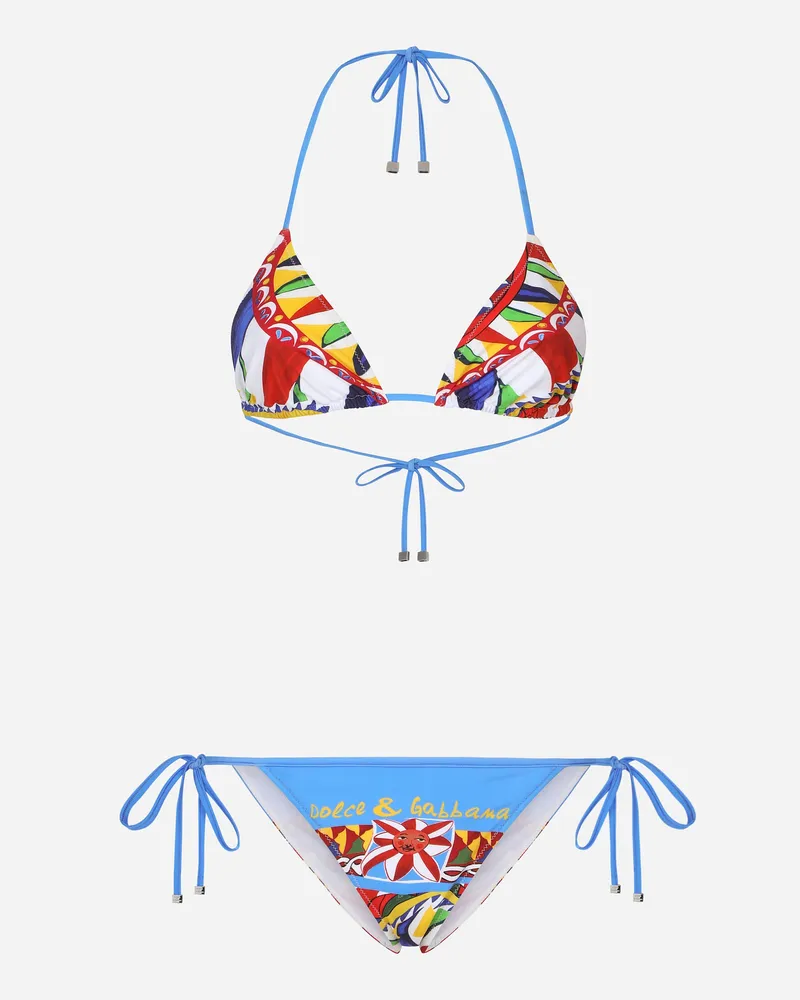 Dolce & Gabbana Triangel-bikini Carretto-print - Frau Bademode Carretto-print Stoff Mehrfarbig