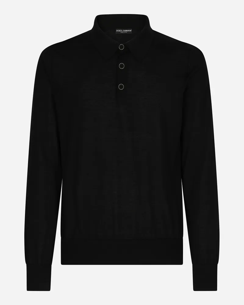 Dolce & Gabbana Poloshirt Aus Feinstem Kaschmir - Mann Schwarz Kaschmir Schwarz