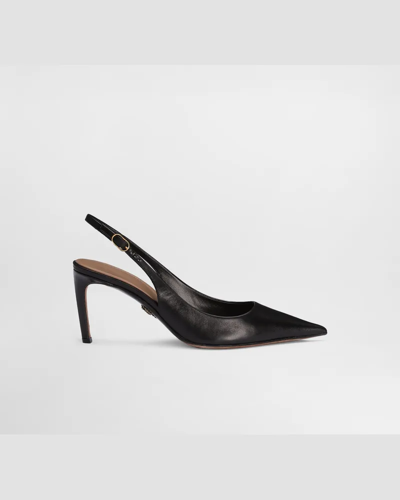 Dolce & Gabbana Slingback Aus Glänzendem Ziegenleder - Frau Pumps Und Slingbacks Schwarz Schwarz