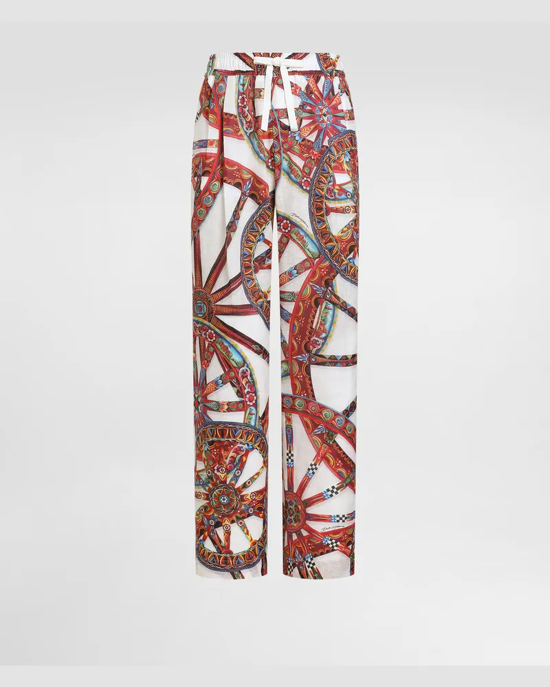 Dolce & Gabbana Jogginghose Aus Leinen Mit Carretto-print - Mann Hosen Und Shorts Multicolor Multicolor
