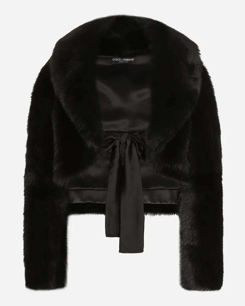 Dolce & Gabbana Kurzjacke Aus Lammleder Mit Gürtel - Frau Mäntel Und Jacken Schwarz Schwarz