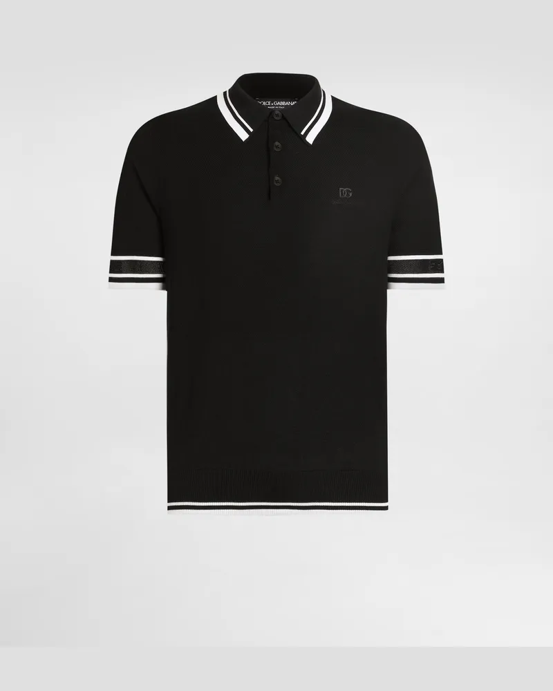 Dolce & Gabbana Poloshirt Aus Seidenpiqué - Mann Schwarz Schwarz