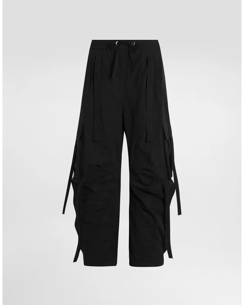 Dolce & Gabbana Waxed Faille Cargo Pants - Frau Hosen Und Shorts Schwarz Stoff Black